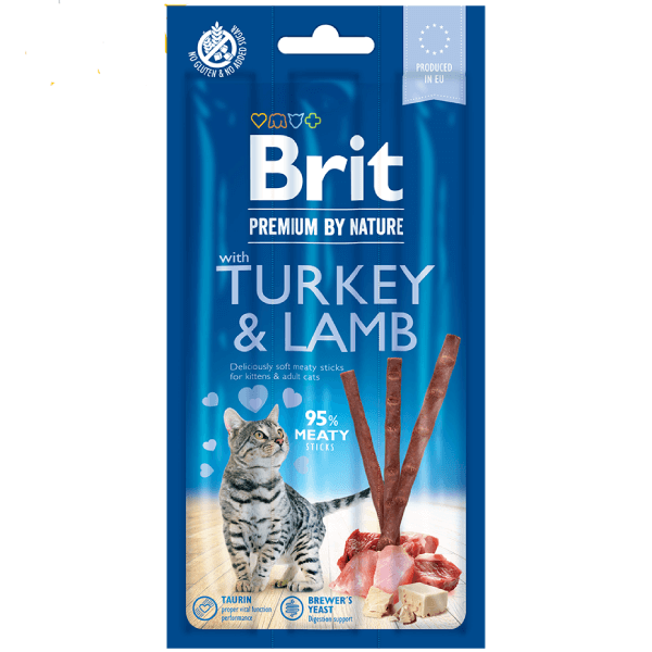 Recompense pentru pisici Brit Sticks Curcan&Miel 3buc 15g - Animax