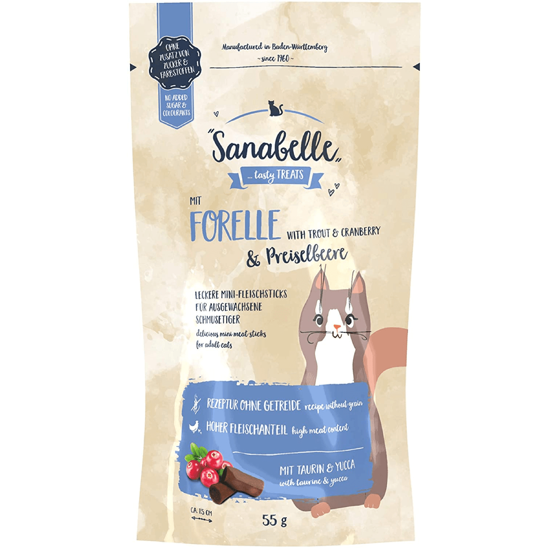 Recompense pentru pisici Sanabelle Snack Pastrav si Merisor 55g - Animax