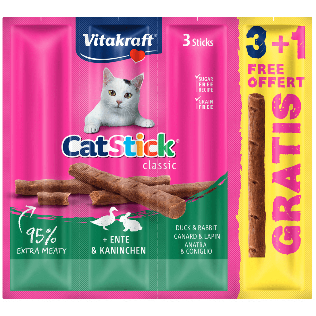 Recompense pentru pisici Vitakraft Cat Sticks Rata-Iepure 3+1 PROMO - Animax