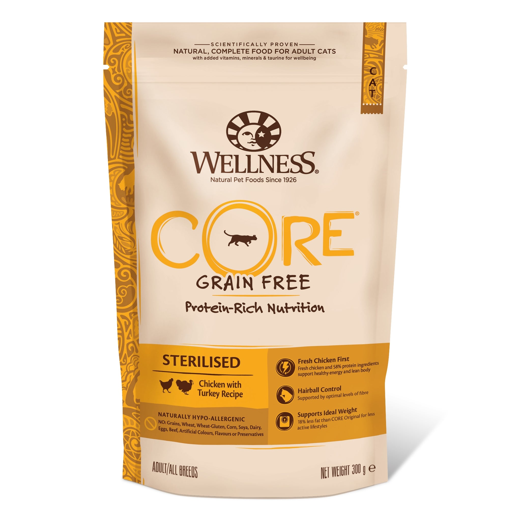 Hrana uscata pentru pisici Wellness Core Sterilised cu pui si curcan 300g - Animax