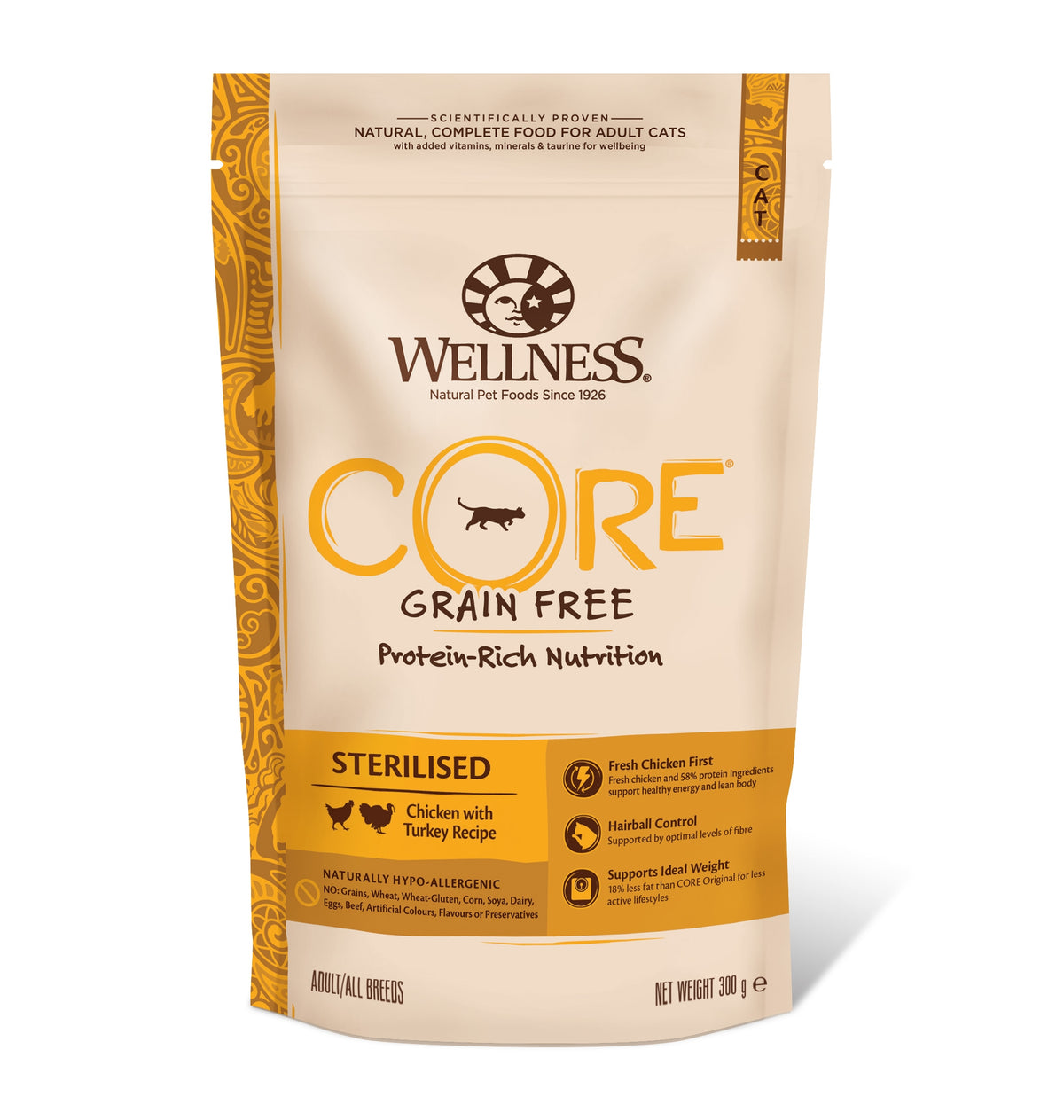 Hrana uscata pentru pisici Wellness Core Sterilised cu pui si curcan 300g - Animax