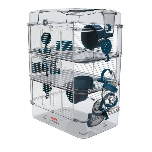 Cusca pentru rozatoare Rody Blue 3 etaje 41X27X53cm - Animax