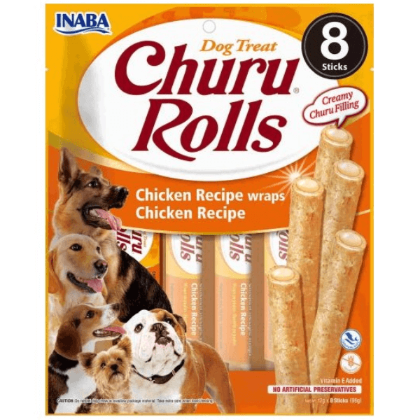 Recompense pentru caini Churu Rolls Dog Pui 8x12g - Animax