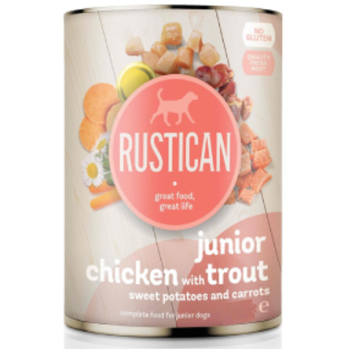 Hrana umeda pentru catei Rustican Junior Pui/Pastrav 800g - Animax