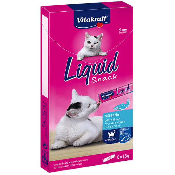 Snack lichid pentru pisici Vitakraft Somon 6x15g PROMO - Animax