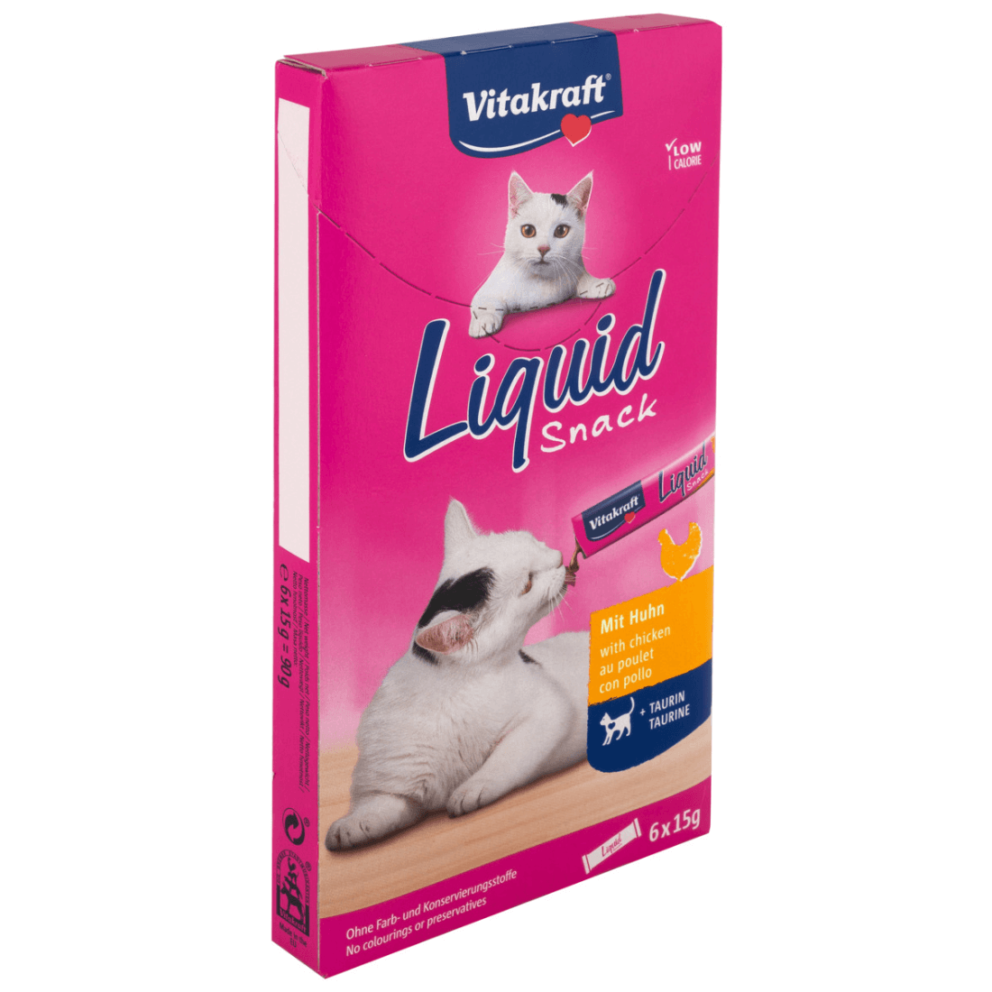 Snack lichid pentru pisici Vitakraft cu Pui si Taurina 6x15g - Animax