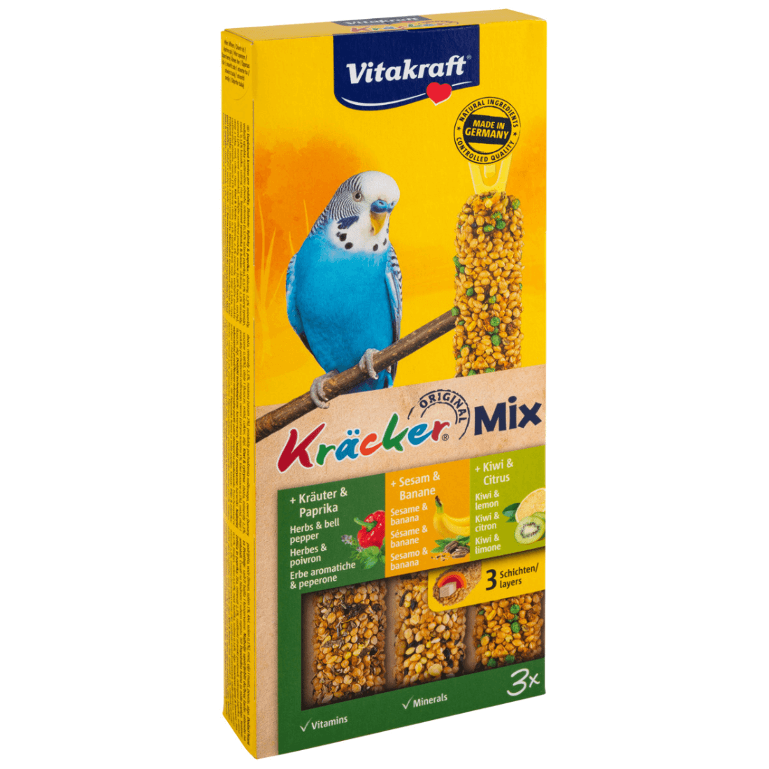 Batoane pentru perusi Vitakraft Kracker Trio Ardei-Susan-Kiwi 90G - Animax