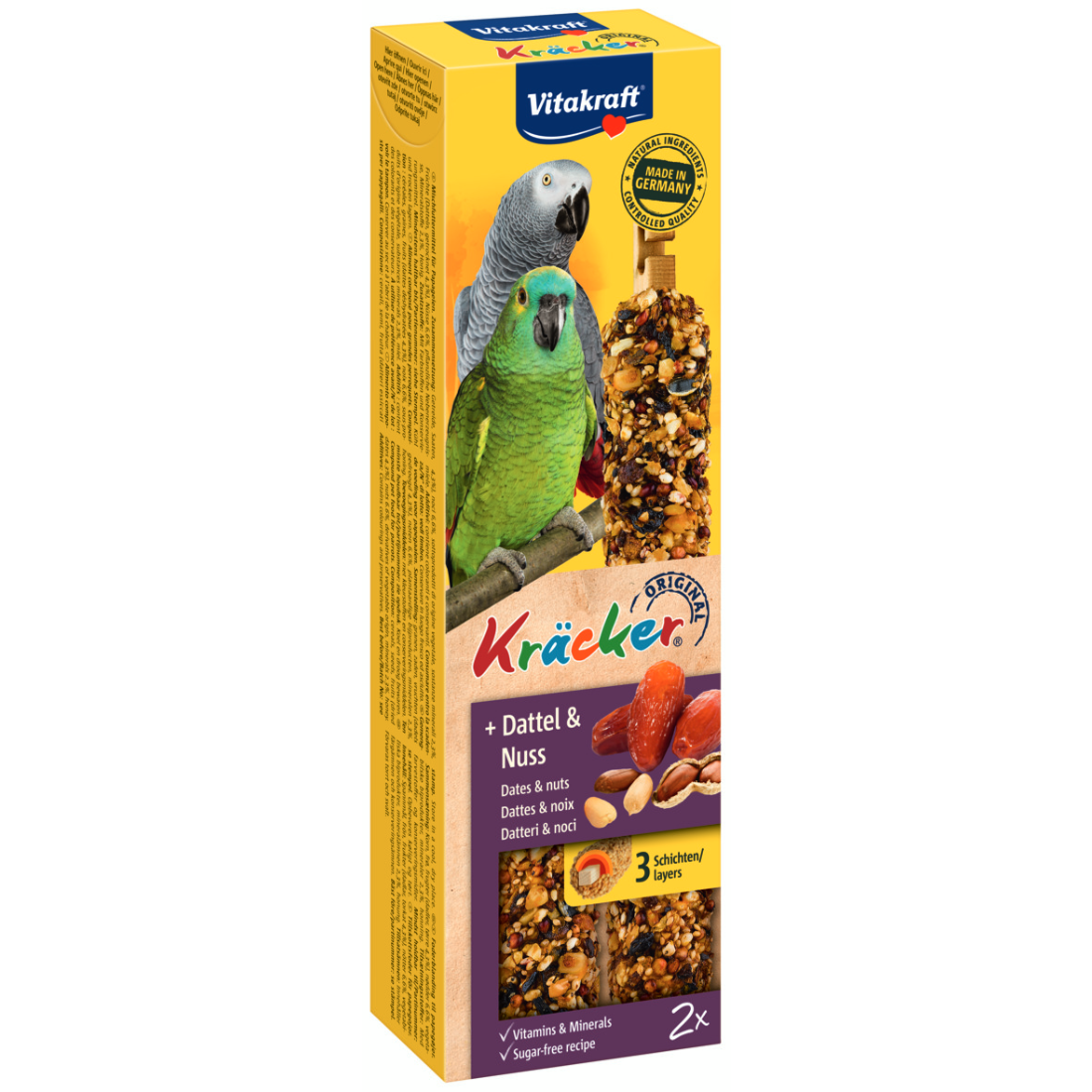 Baton pentru papagali Vitakraft Kracker Curmale & Arahide 180G - Animax