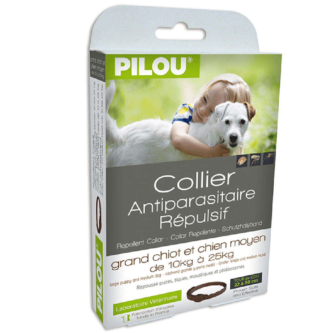 Zgarda antiparazitara pentru caini de talie medie Pilou 60cm - Animax
