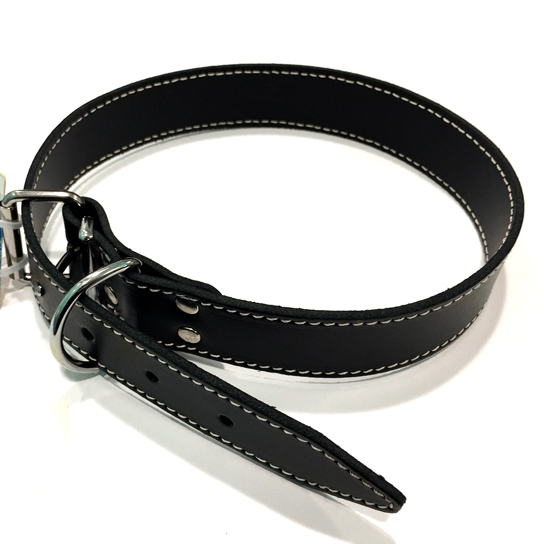 Zgarda din piele cu pasla Enjoy Giant Negru 40x700mm - Animax